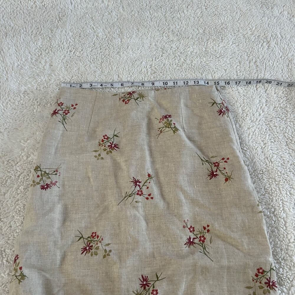 Mix Nouveau Womens Linen Skirt Biege Peasant Maxi Cottage Core Soft Floral 12 - Picture 3 of 5